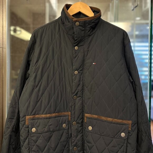 Tommy Hilfiger Vintage Diamond Quilted Barn Chore Jacket (Navy Blue/Brown) - Picture 11 of 16